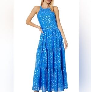 Lilly PulitzerBECCALYN MAXI DRESS, BOCA BLUE VISCOSE METALLIC CLIP DOBBY